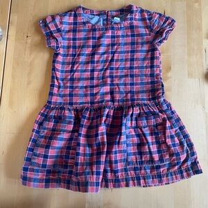 Tea Plaid Woven Pocket Dress Pink and Blue - Size 4